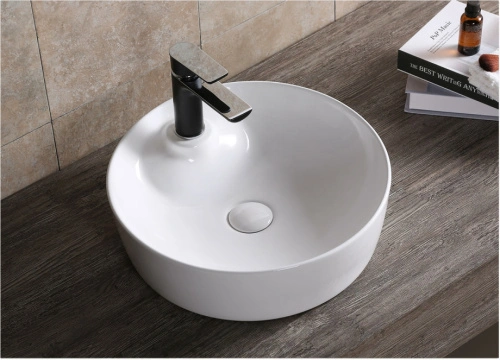 Раковина Ceruttispa CR0090 накладная, белая, круглая, с отверстием под смеситель 440х440х130 от магазина Vanna-Vanna.ru!