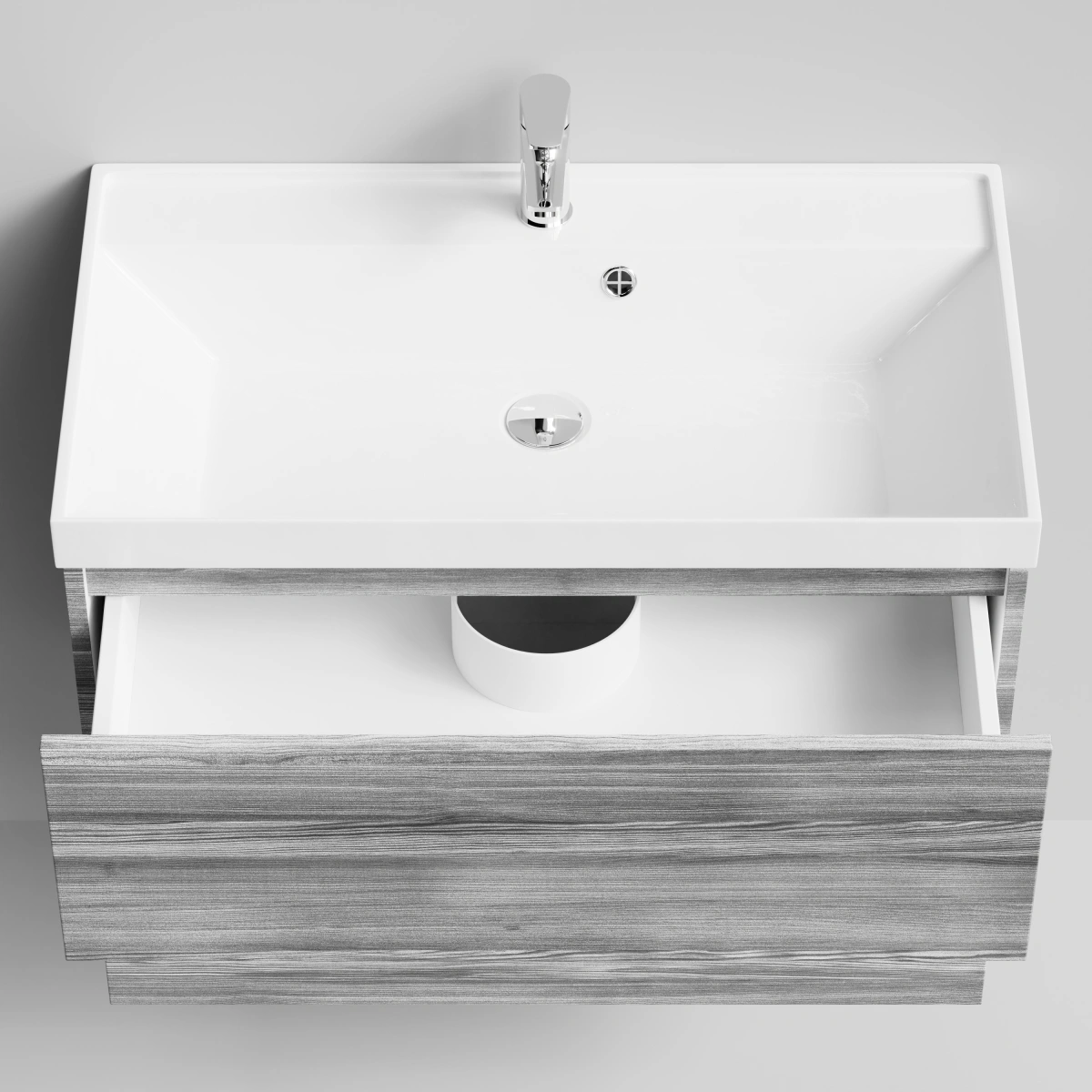 Тумба с раковиной Vod-ok Бест 80  подвесная, Лиственница структурная контрастно-серая от магазина Vanna-Vanna.ru!