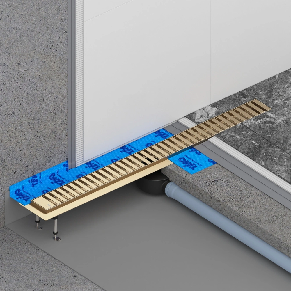 Душевой лоток TIMO Drain System 700 с вставкой "lines", Золото матовое от магазина Vanna-Vanna.ru!