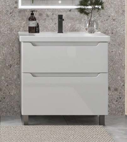 Тумба напольная SanStar Lanciano 80 с раковиной Гармония 80, белая