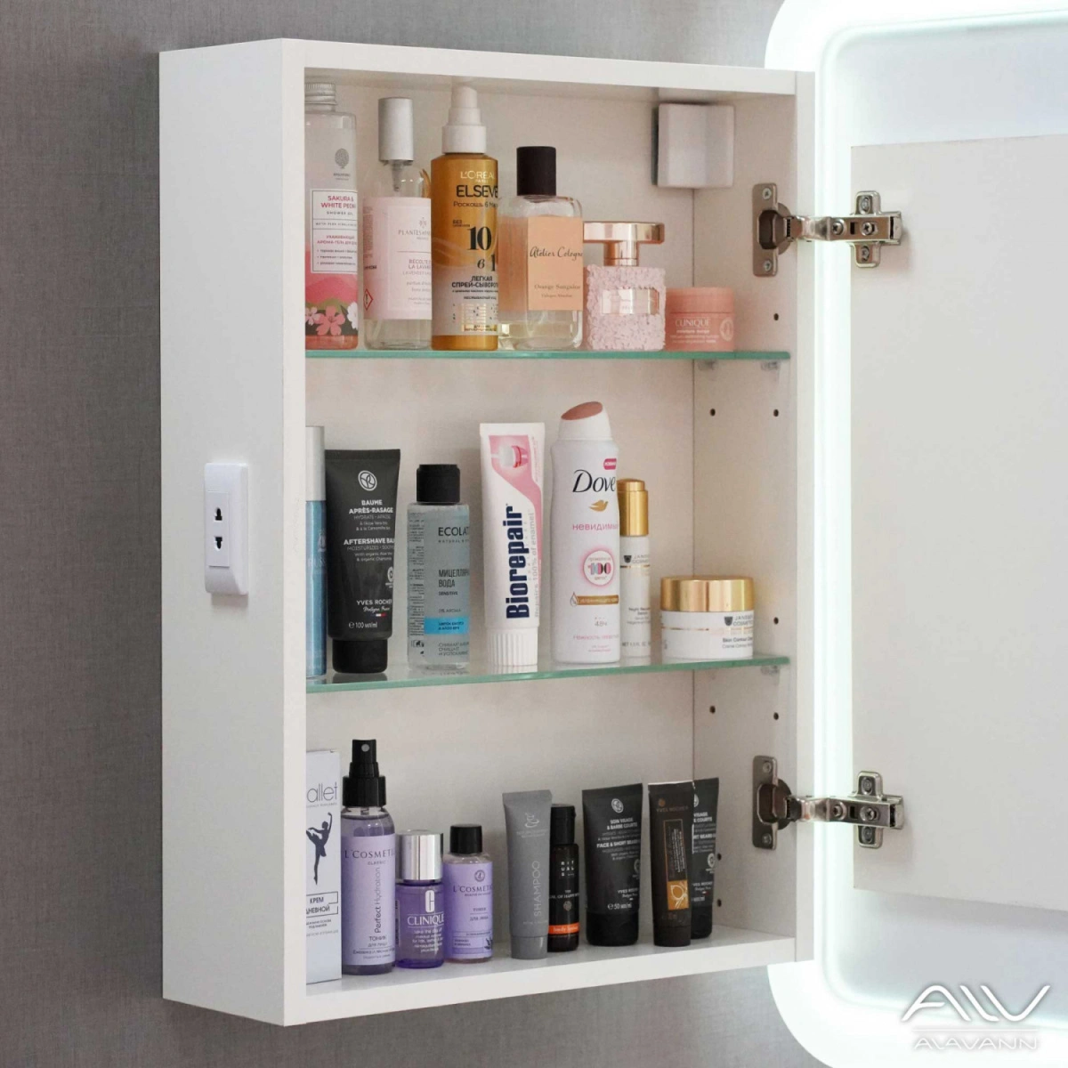 Зеркало-шкаф Alavann Cosmetic Light 50 свет, приближение, сенсор, перевертыш от магазина Vanna-Vanna.ru!