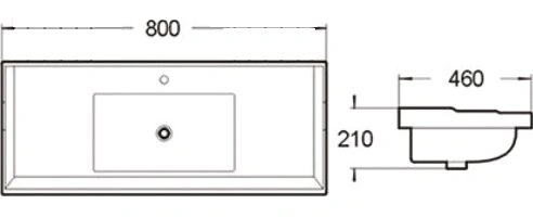 Раковина SantiLine SL-2112 80 встраиваемая сверху, белая