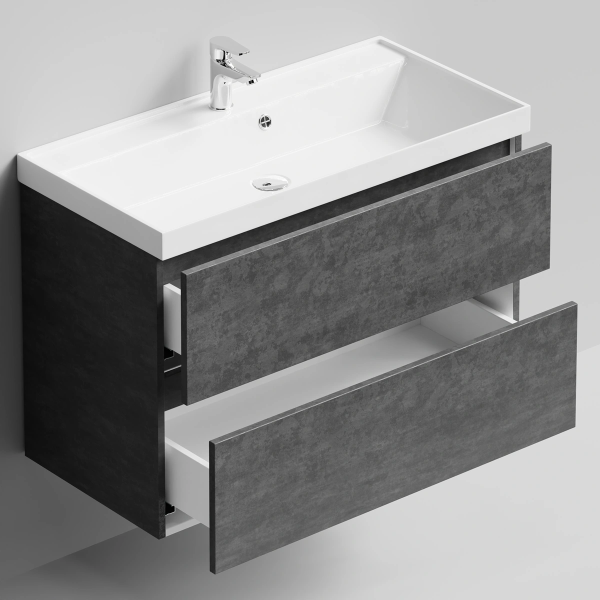 Тумба с раковиной Vod-ok Бест 90  подвесная, Серый камень от магазина Vanna-Vanna.ru!