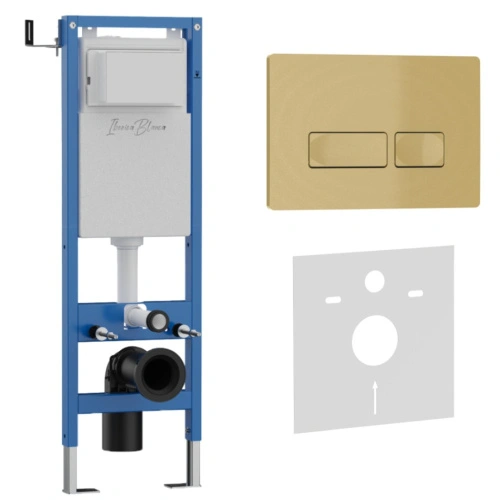 Комплект 2в1 IBERICA BLANCA инсталляция SILENCIO MINI, кнопка смыва ESTI-R золото матовое (IB.001M.215) от магазина Vanna-Vanna.ru!
