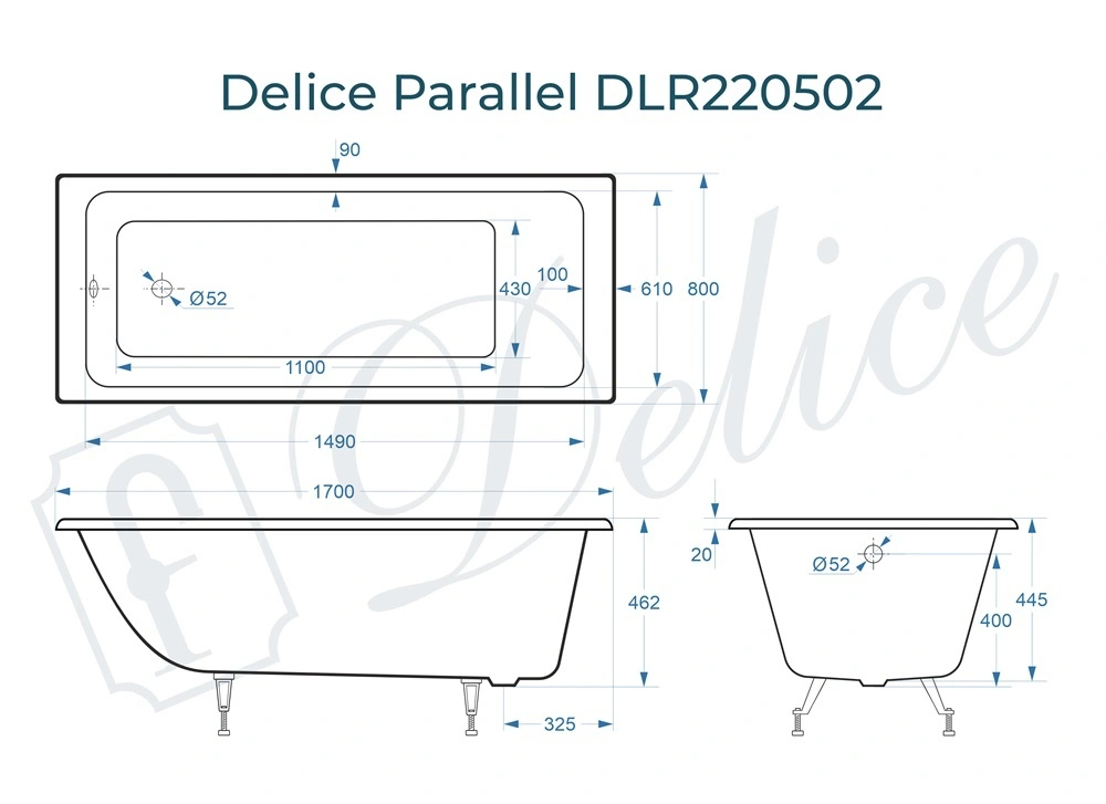 Ванна чугунная Delice Parallel 170х80 DLR220502 от магазина Vanna-Vanna.ru!