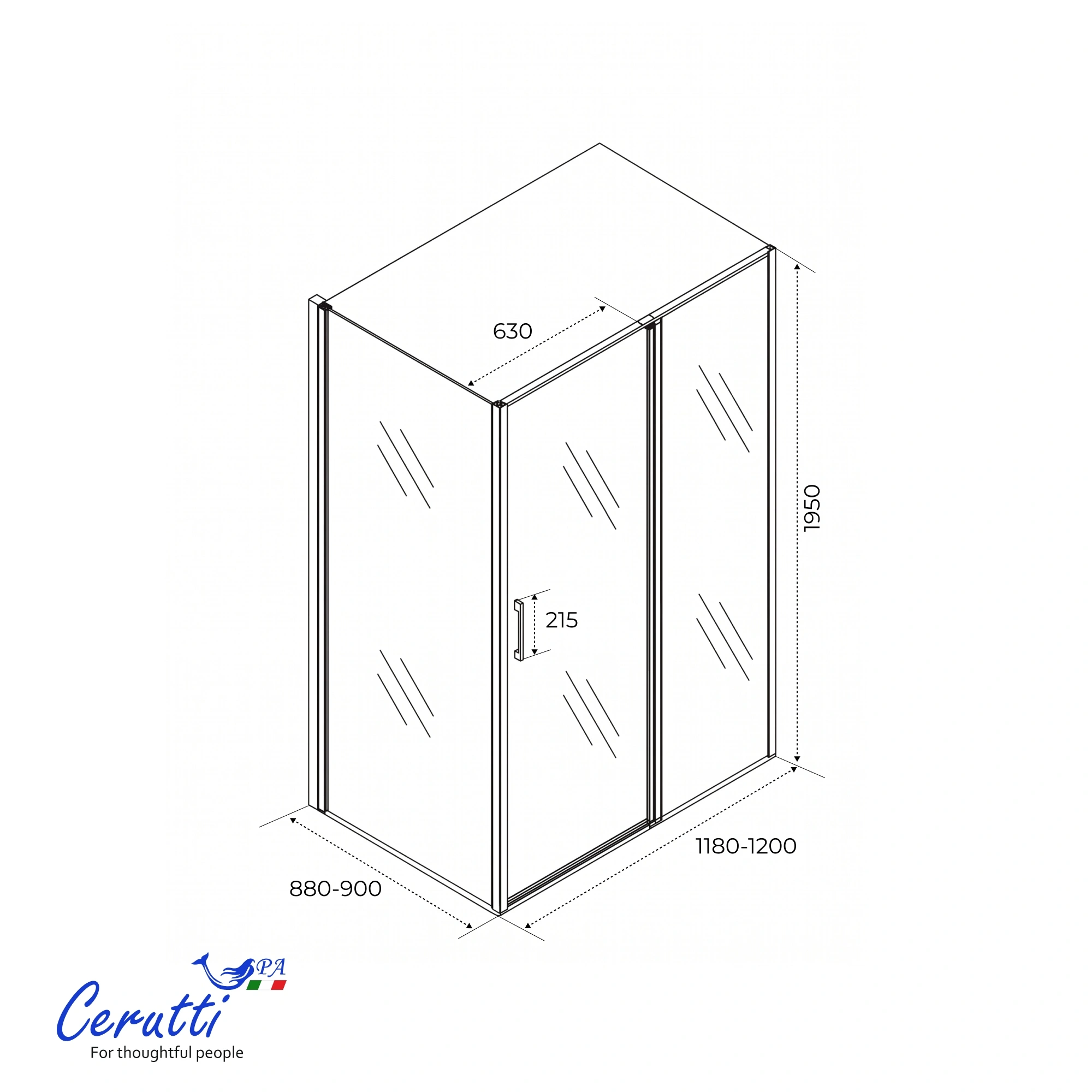 Душевой уголок Ceruttispa ATENA 120BF R без поддона (120x90x195) от магазина Vanna-Vanna.ru!