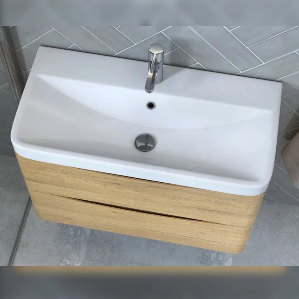 Тумба с раковиной подвесная Velvex Clay tp.CLA.9595.80.2Y дуб верона, 80 см от магазина Vanna-Vanna.ru!