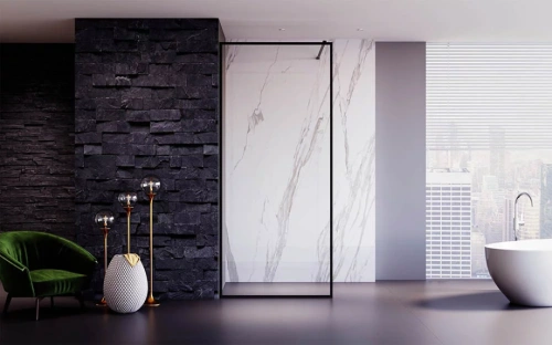 Душевая перегородка Veconi Korato KR-81B, 800x2000, черный матовый, стекло прозрачное от магазина Vanna-Vanna.ru!