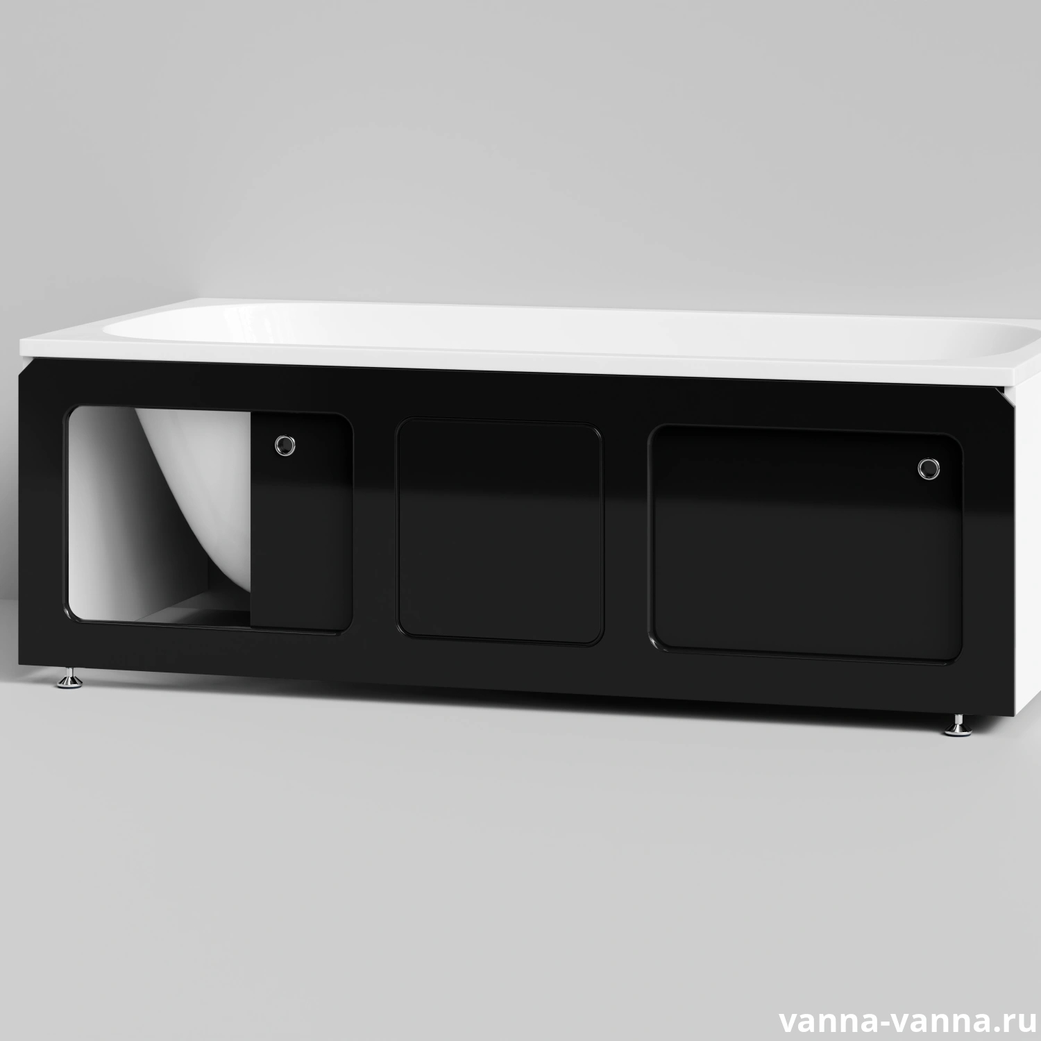 Экран под ванну Vod-ok Хит 170 раздвижной Черный глянец от магазина Vanna-Vanna.ru!