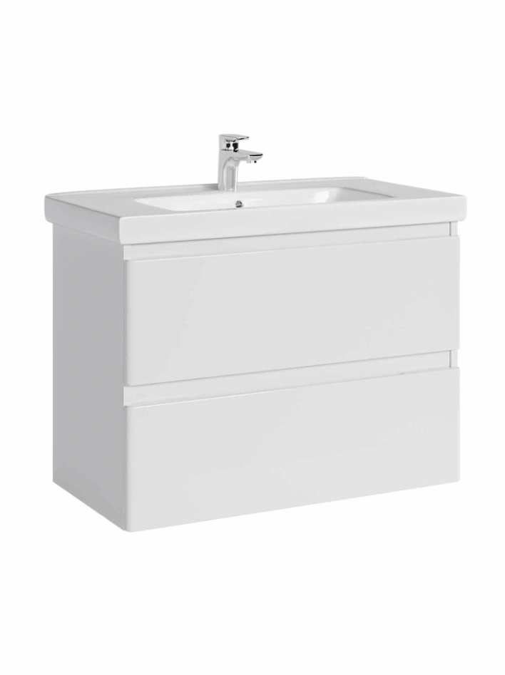 Тумба подвесная SanStar Riana 80 с раковиной Гармония 80, белая от магазина Vanna-Vanna.ru!