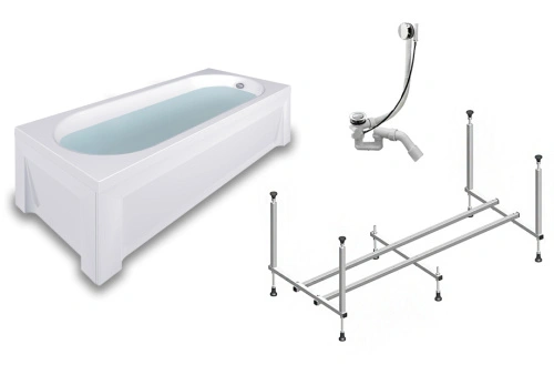 Комплект (5в1) Акриловая ванна TIMO ROHA1770 170*70*580+каркас+слив-перелив+фронтальная панель+торцевая панель от магазина Vanna-Vanna.ru!