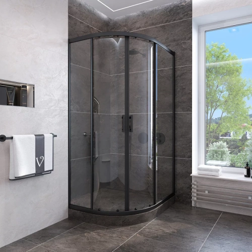 Душевой угол Veconi Rovigo RV-107B, 900x900x1900, черный, стекло прозрачное от магазина Vanna-Vanna.ru!