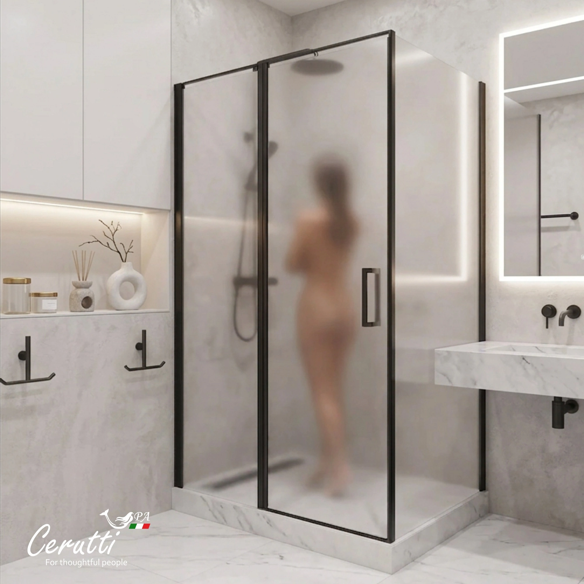 Душевой уголок Ceruttispa ATENA 120BF L без поддона (120x90x195) от магазина Vanna-Vanna.ru!