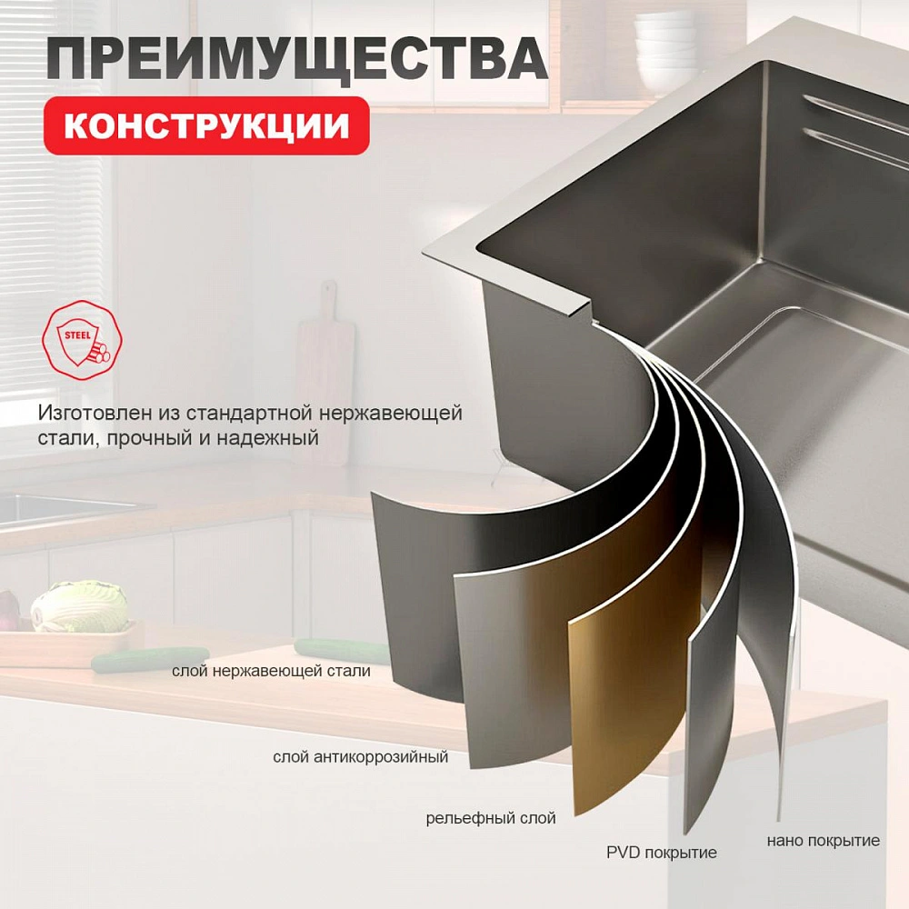 Кухонная мойка Raglo R702.7246.05, комплект, сатин от магазина Vanna-Vanna.ru!