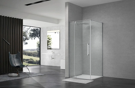 Душевой угол распашной Terminus Альба, 900х900х2200, хром, стекло прозрачное осветленное
