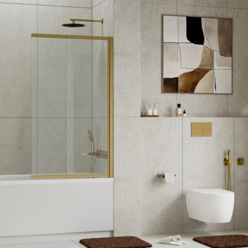 Шторка на ванну WasserKraft 82S02-100 1000х1400 профиль золото от магазина Vanna-Vanna.ru!