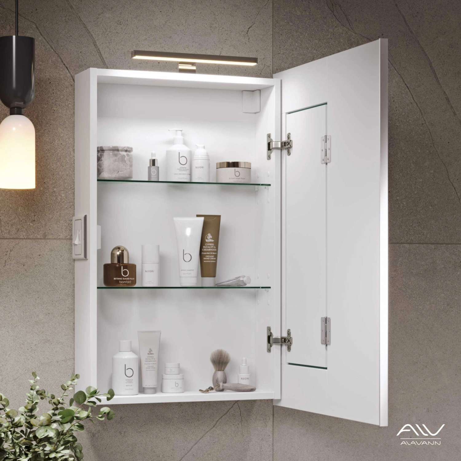 Зеркало-шкаф Alavann Cosmetic 55 с приближением, перевертыш от магазина Vanna-Vanna.ru!