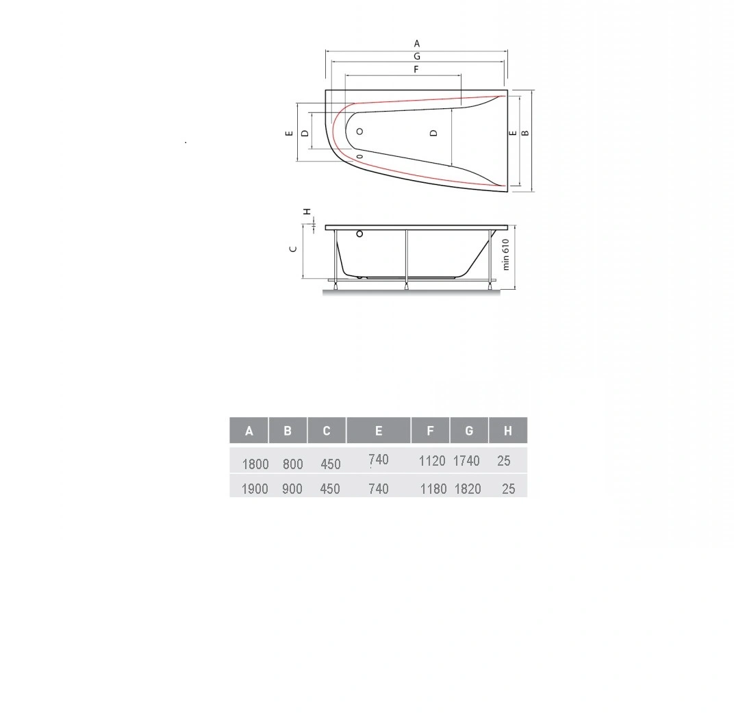 Ванна акриловая Vayer Boomerang 190x90 L