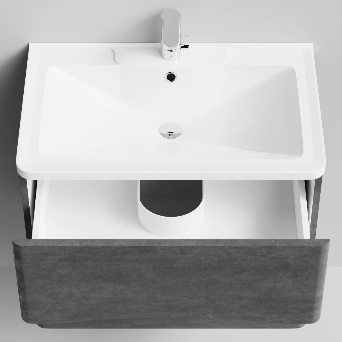 Тумба с раковиной Vod-ok Адель 70  подвесная, Серый камень от магазина Vanna-Vanna.ru!