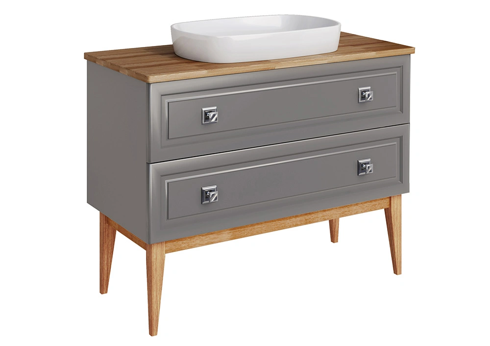 Мебель для ванной ASB Woodline Каталина 100 комплект, напольный, grey, хром от магазина Vanna-Vanna.ru!