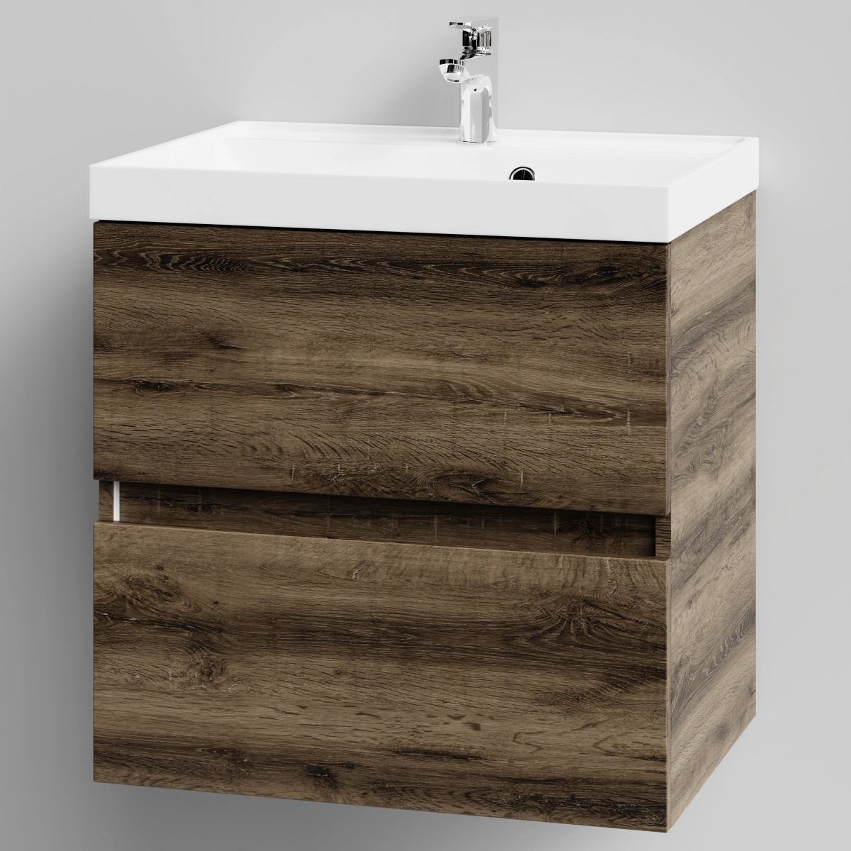 Тумба с раковиной Vod-ok Бест 60  подвесная, Дуб крымский коричневый от магазина Vanna-Vanna.ru!