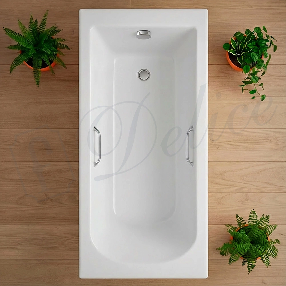 Ванна из литьевого мрамора Delice Scandi 160х70 глянцевая с ручками Хром DLR330024R-G от магазина Vanna-Vanna.ru!