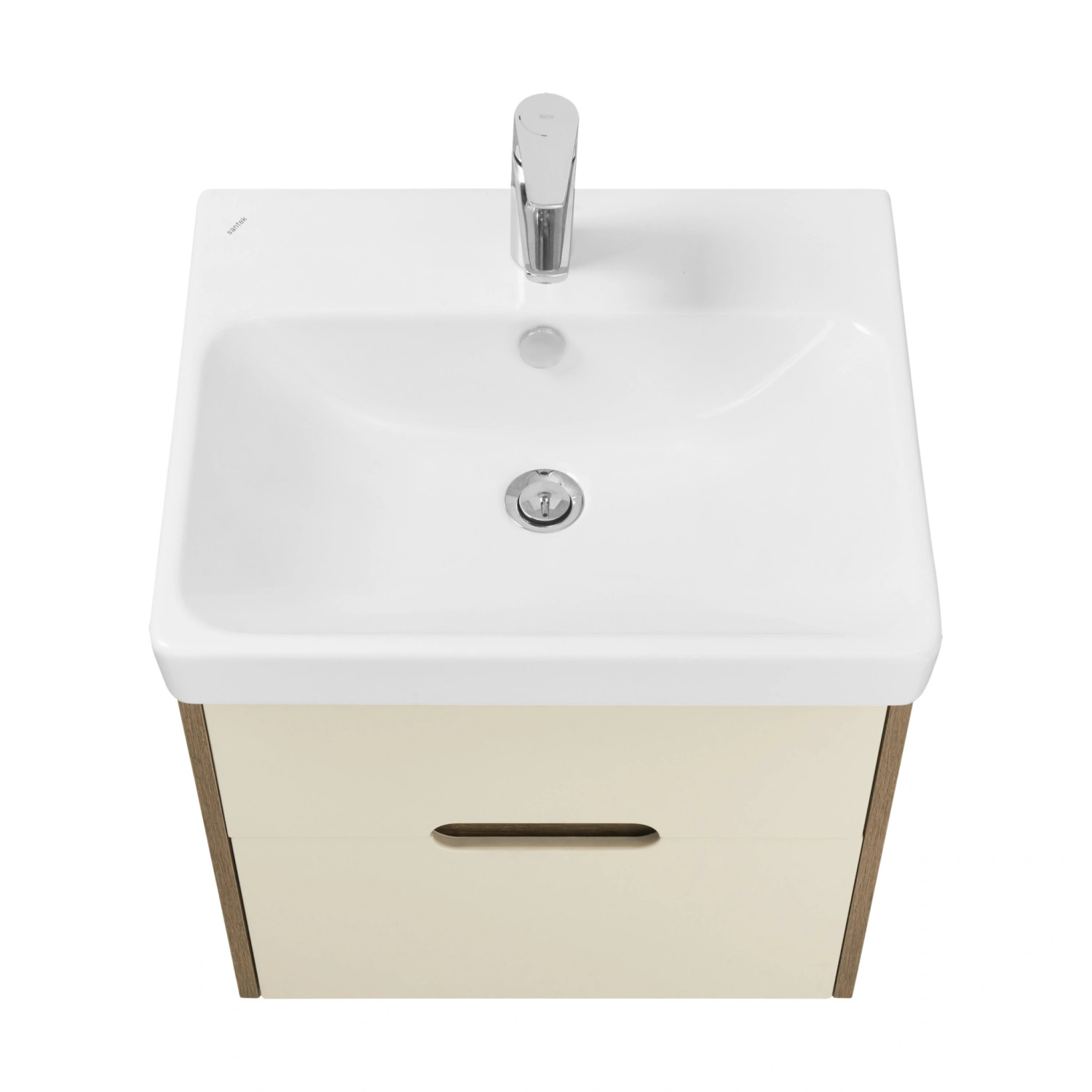 Тумба Aquaton Оливия 55 с раковиной Адриана 55 подвесная, 2 ящика, бежевый, дуб велл от магазина Vanna-Vanna.ru!