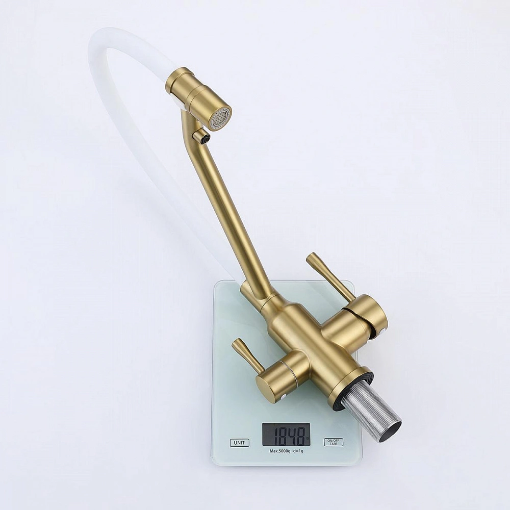 Смеситель для кухни с подключением фильтра Raglo R81.62.03, золотой сатин от магазина Vanna-Vanna.ru!