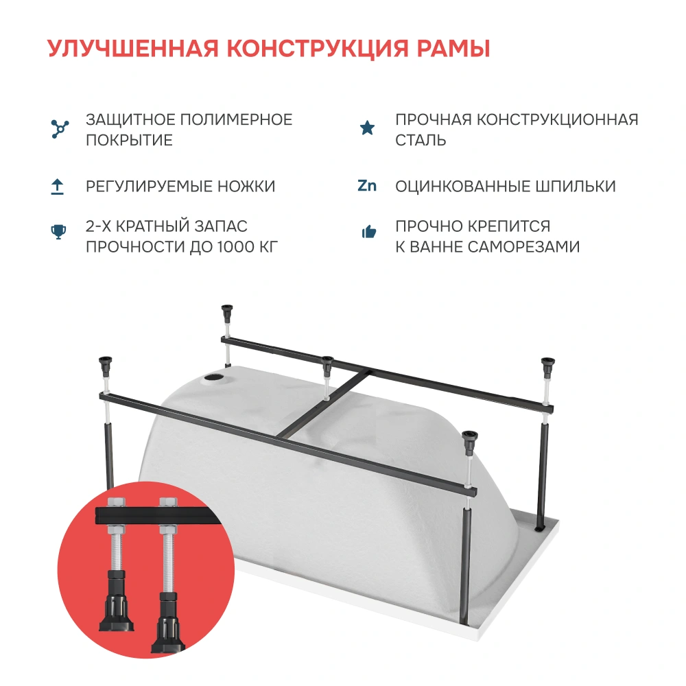 Ванна 1Marka MODERN 120х70 Комплект Стандарт 2+ от магазина Vanna-Vanna.ru!