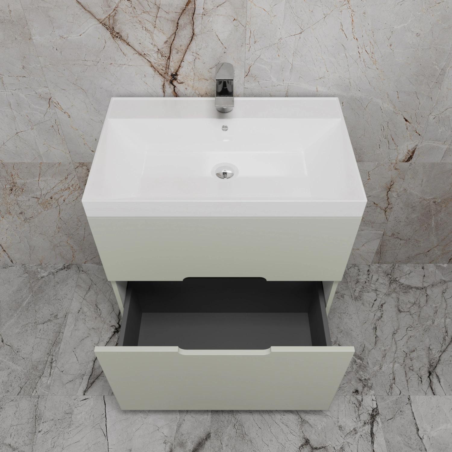 Тумба напольная Style Line "Матис 70" с раковиной ASTI 70 белый, (2 ящика), Олива