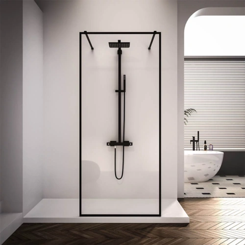 Душевая перегородка Veconi Korato KR-90B, 1000x2000, черный, стекло прозрачное от магазина Vanna-Vanna.ru!