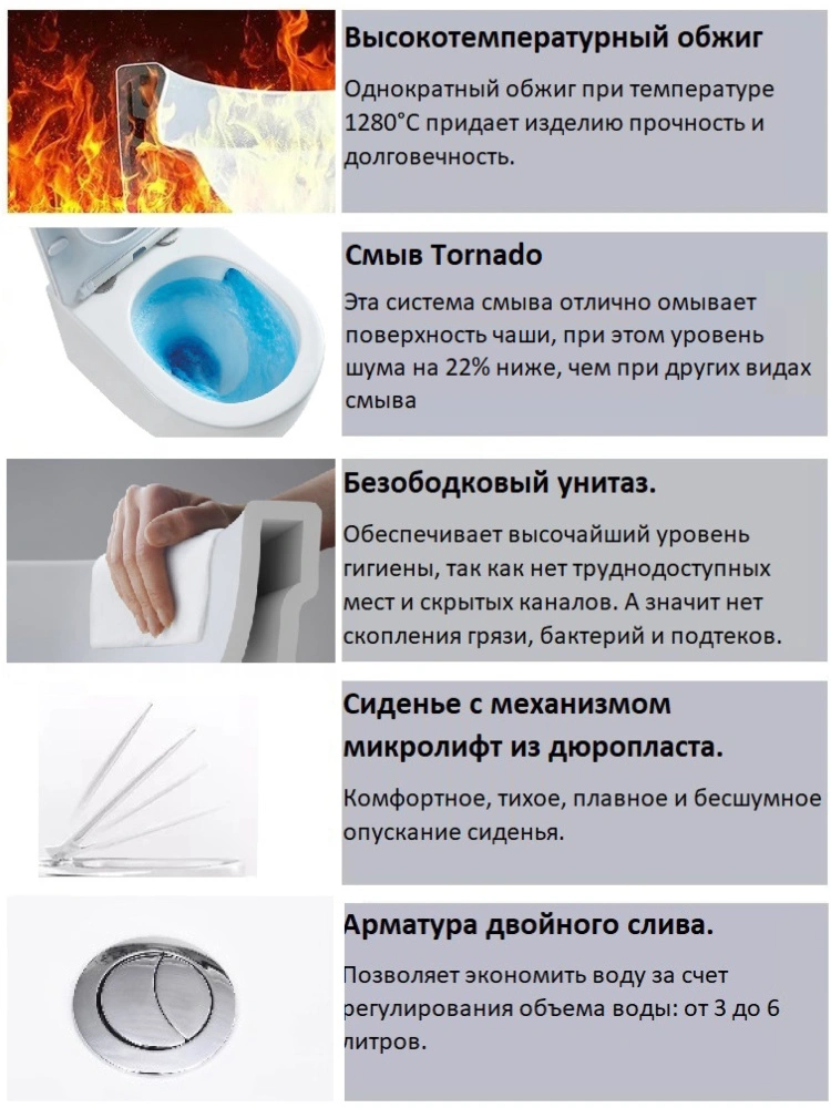 Унитаз Ceruttispa PIERA Tornado CT10560 напольный, белый от магазина Vanna-Vanna.ru!