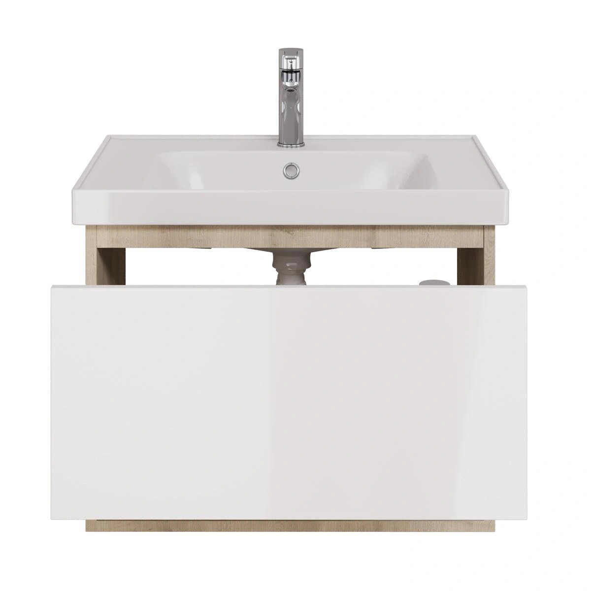 Тумба с раковиной подвесная Dreja Perfecto 70 см, дуб эврика/белый от магазина Vanna-Vanna.ru!