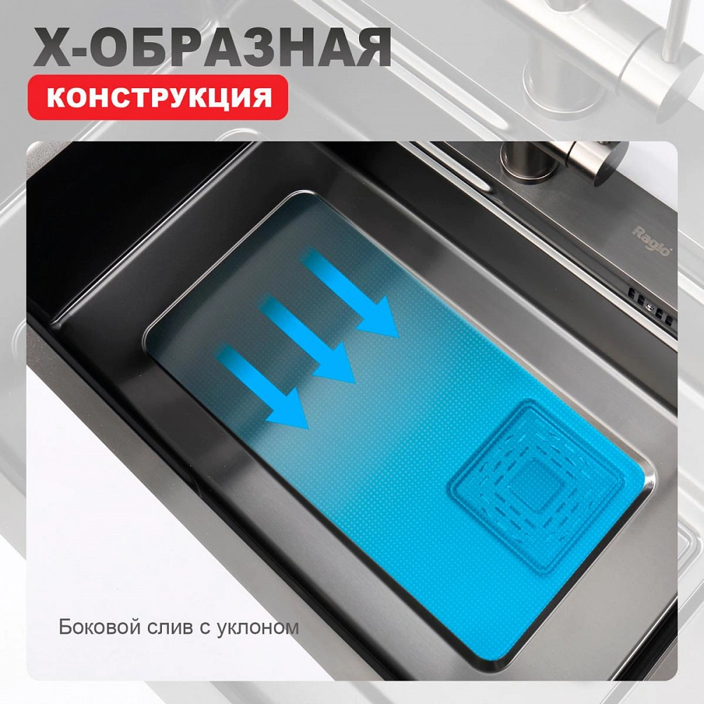 Кухонная мойка Raglo R702.7246.09, комплект, графит от магазина Vanna-Vanna.ru!