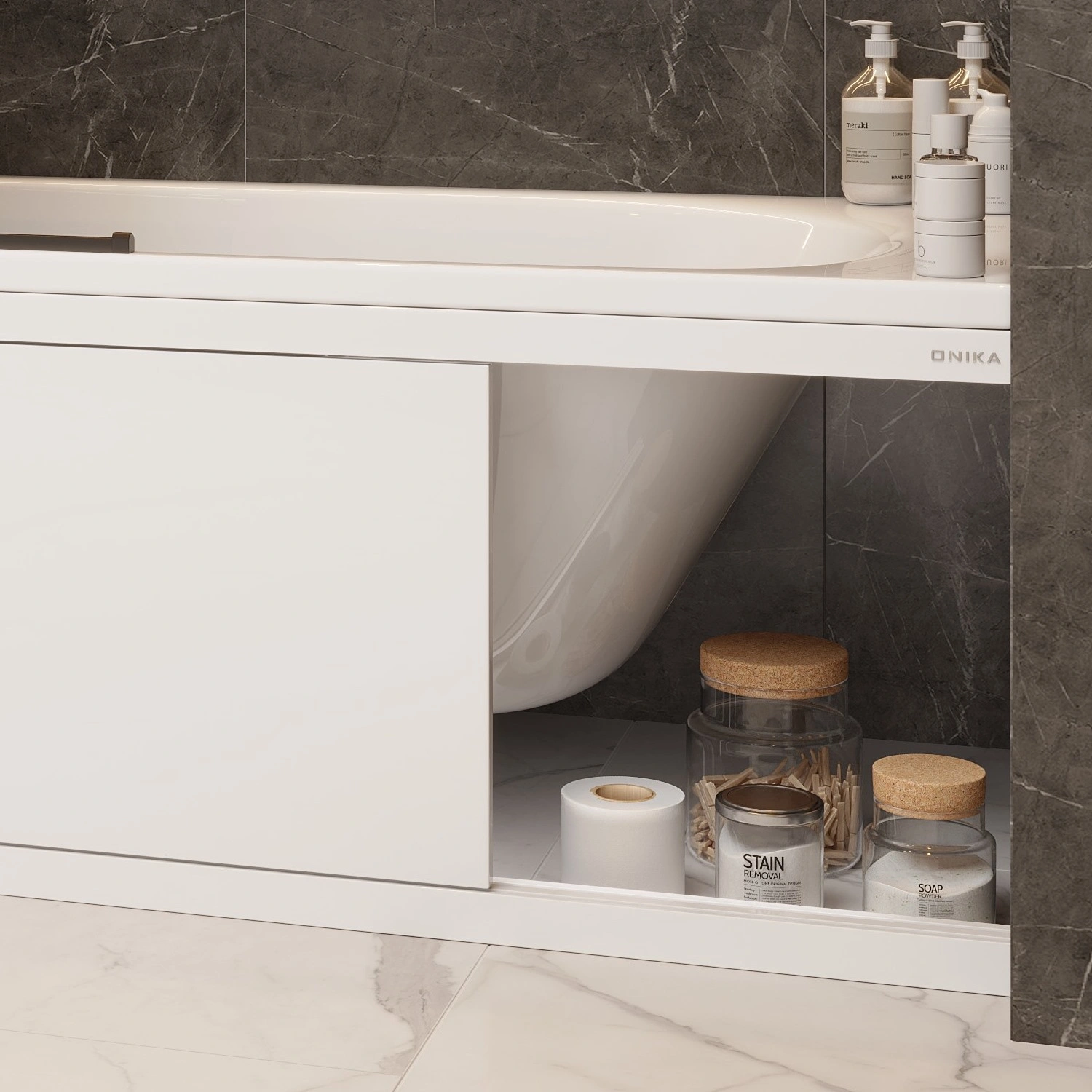 Экран под ванну Onika Одио Нова 150 XL раздвижной белый