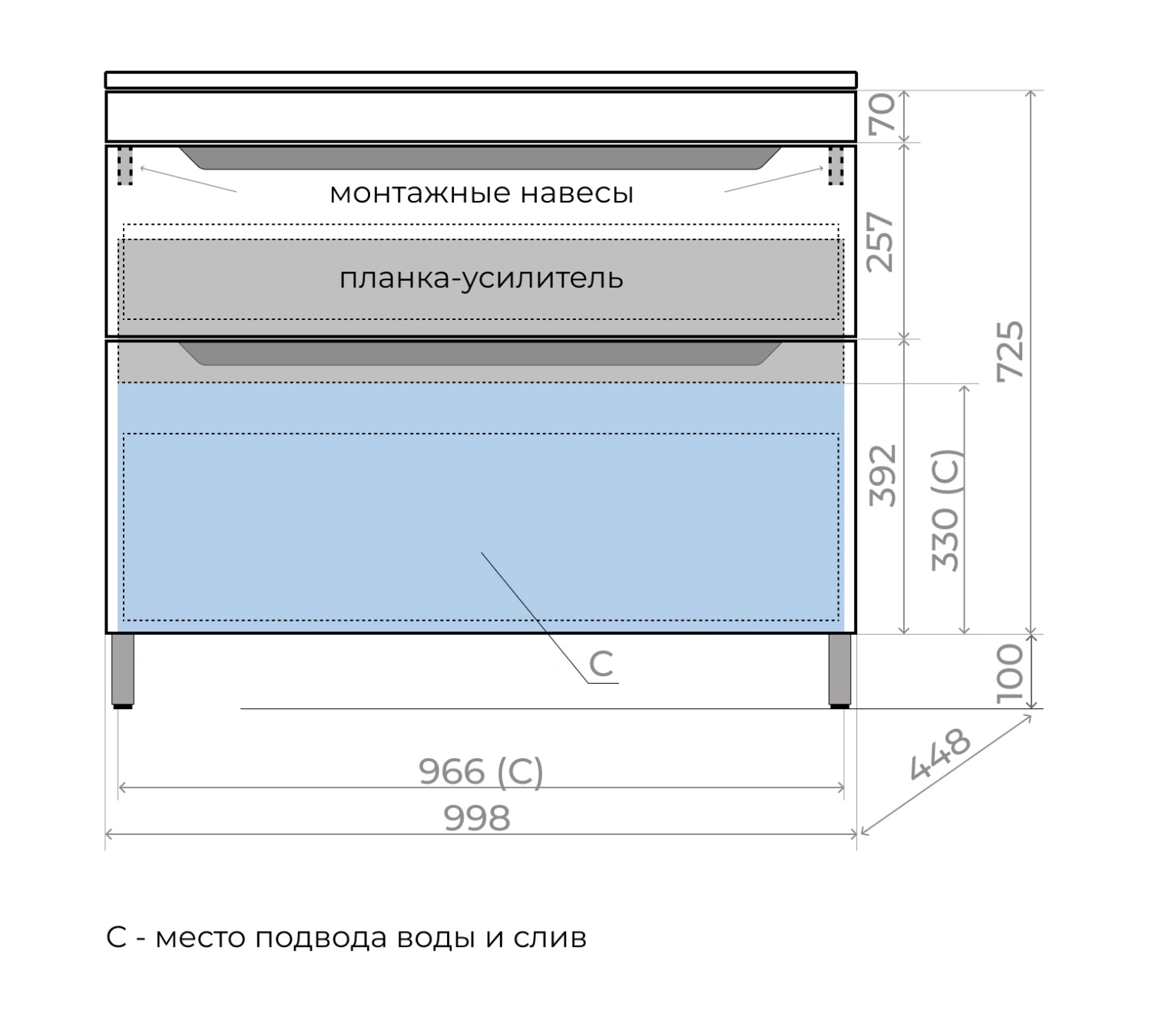 Тумба напольная Style Line Остин 100 с раковиной Фортуна 100 тауп темный