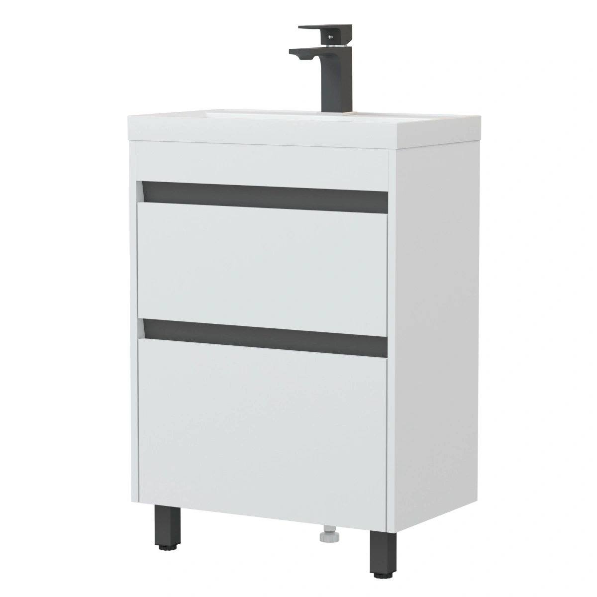 Тумба напольная Corozo Некст 60 Z2, белый матовый, с раковиной Classica Slim 60 от магазина Vanna-Vanna.ru!