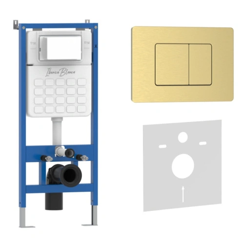 Комплект 2в1 IBERICA BLANCA инсталляция SILENCIO, кнопка смыва INOX-C золото матовое (IB001.115) от магазина Vanna-Vanna.ru!