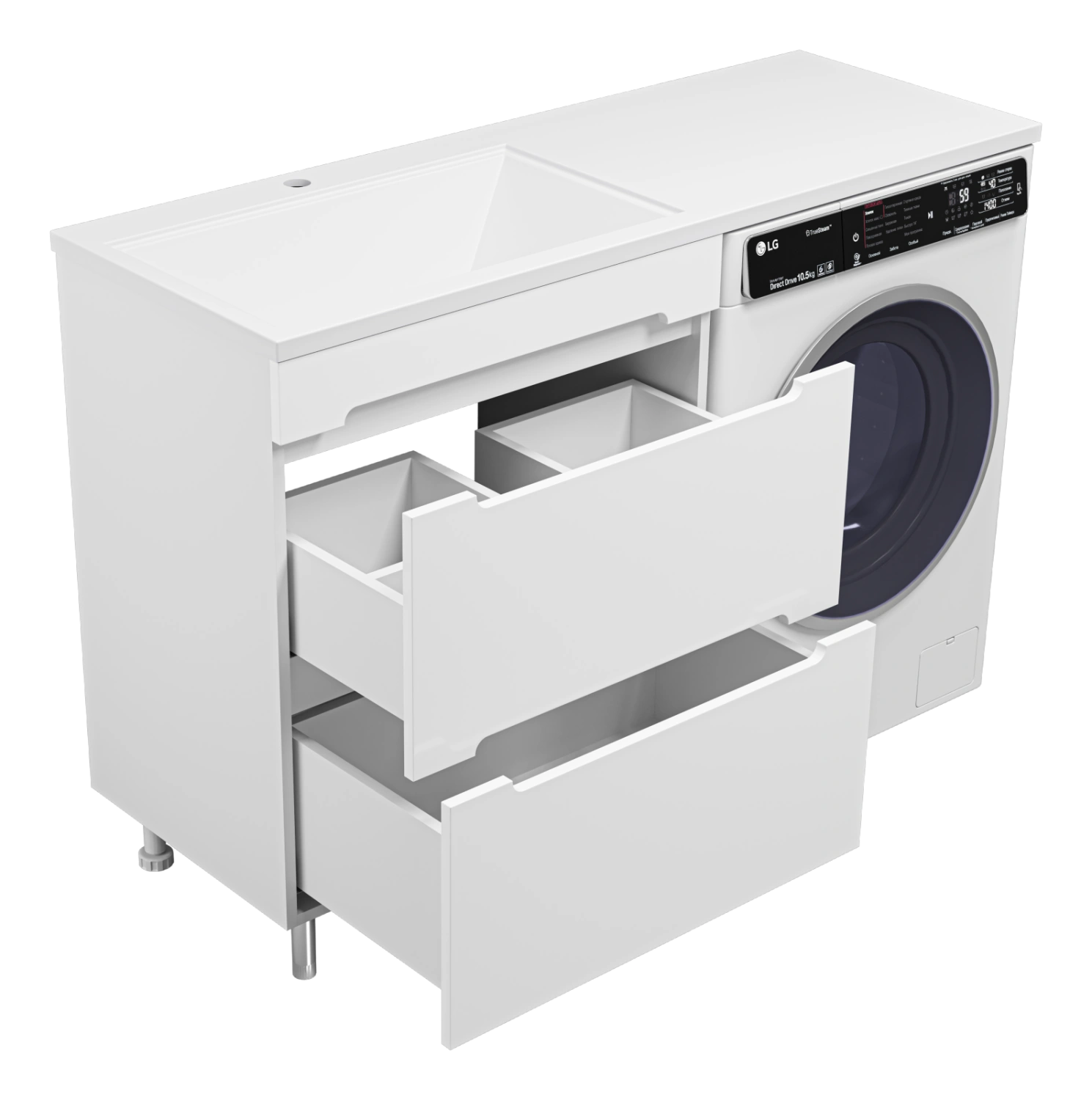 Тумба с раковиной Misty Байкал 70 под стиральную машину, с раковиной Misty Гавана 130 L, белый от магазина Vanna-Vanna.ru!