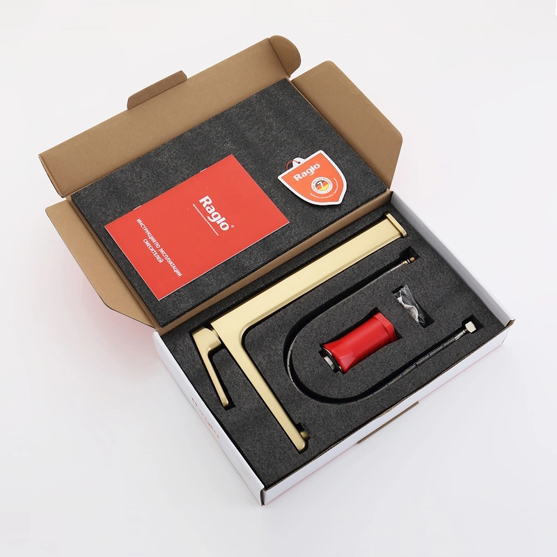 Смеситель для раковины высокий Raglo R51.15.03, золотой сатин от магазина Vanna-Vanna.ru!