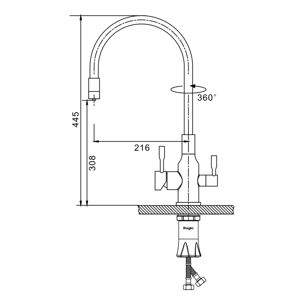 Смеситель для кухни с подключением фильтра Raglo R81.64.06, черный