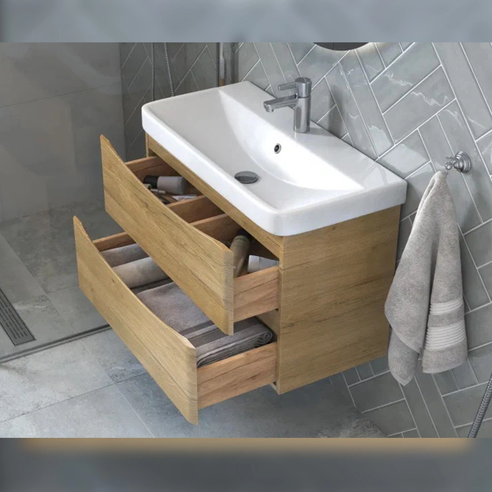 Тумба с раковиной подвесная Velvex Clay tp.CLA.9595.80.2Y дуб верона, 80 см от магазина Vanna-Vanna.ru!