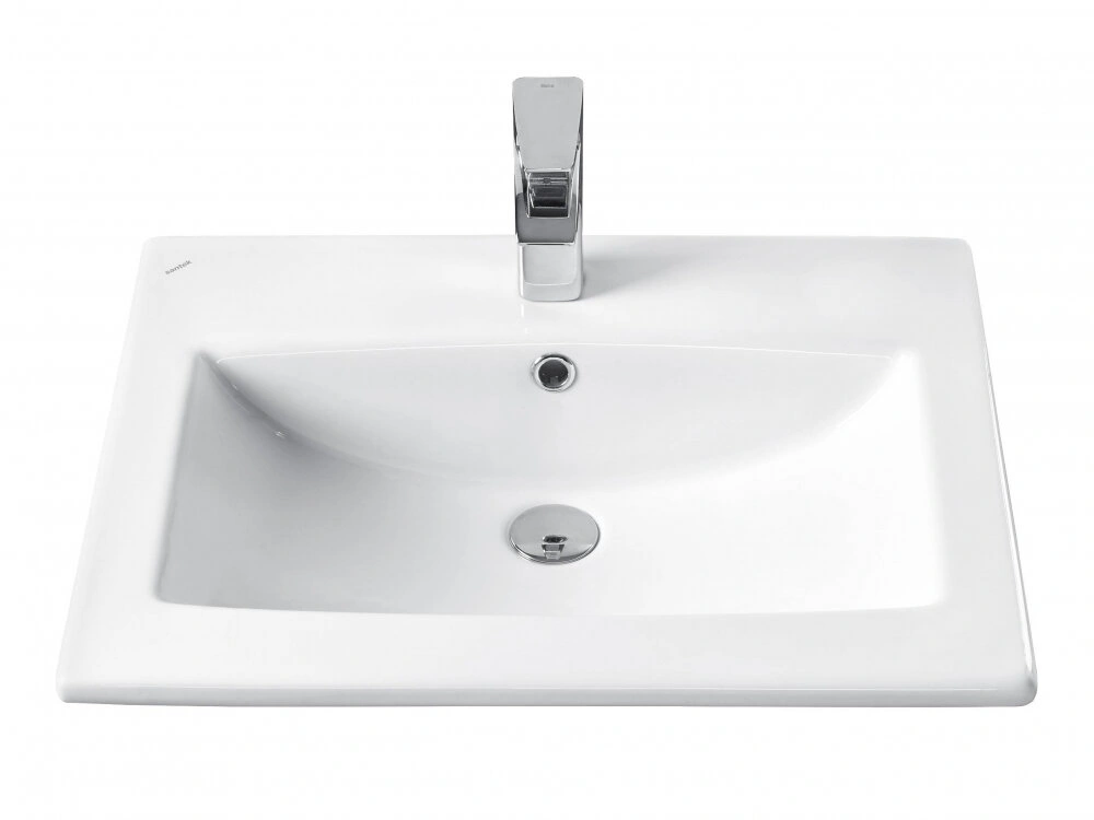 Тумба подвесная Viant Люксембург 60 с раковиной Элина 60, два ящика, черный/темное дерево