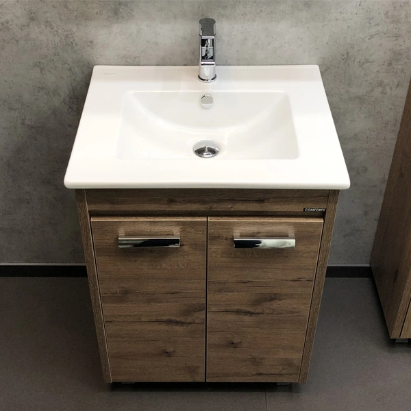Тумба напольная Comforty Марио-60 дуб темный с раковиной Квадро 60 от магазина Vanna-Vanna.ru!