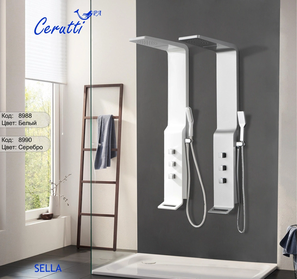 Душевая панель Ceruttispa SELLA S CT8990 из нержавеющей стали, цвет серебро от магазина Vanna-Vanna.ru!