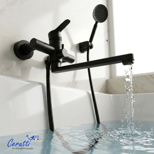 Смеситель для ванны Ceruttispa Овидио VXLMB (OVIDIO VXLMB) из нержавеющей стали, цвет черный матовый от магазина Vanna-Vanna.ru!