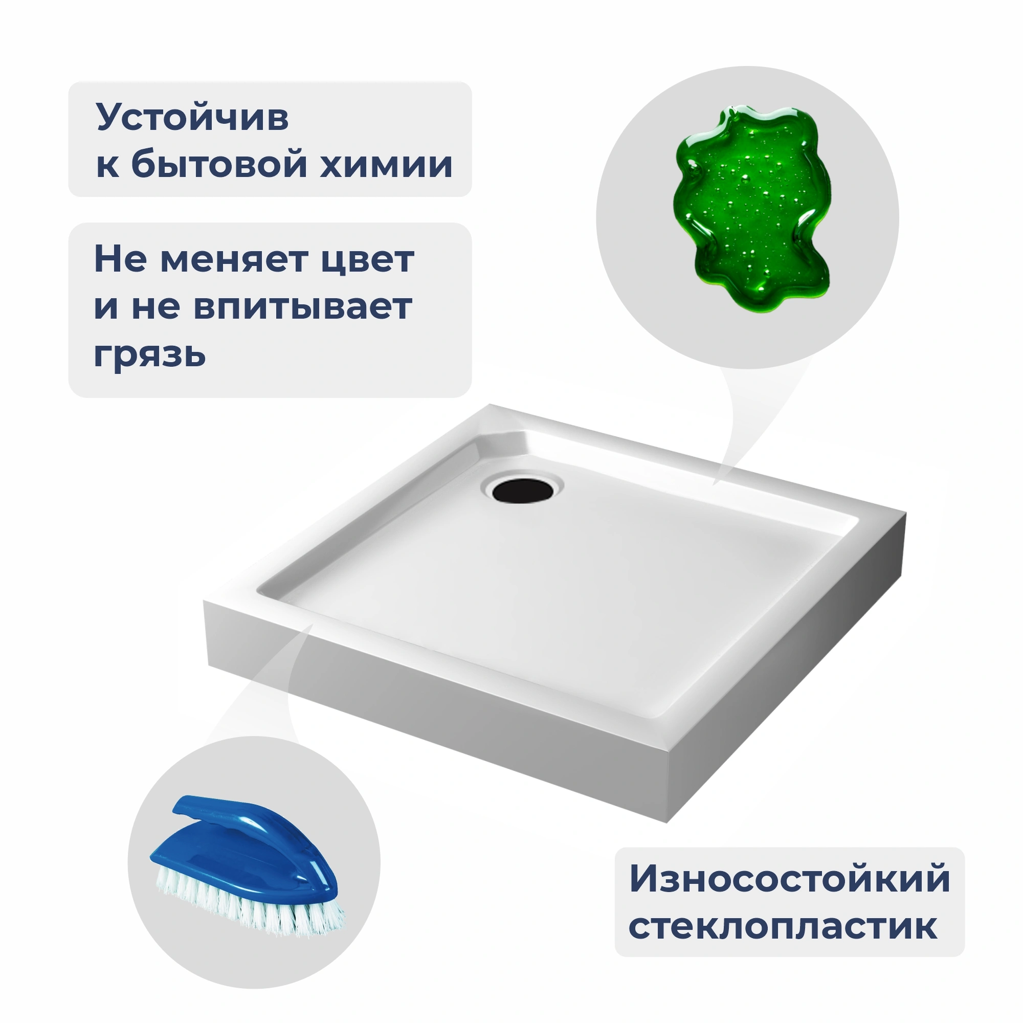 Душевой поддон квадратный RGW SMC-C-088 Белый 80*80 от магазина Vanna-Vanna.ru!