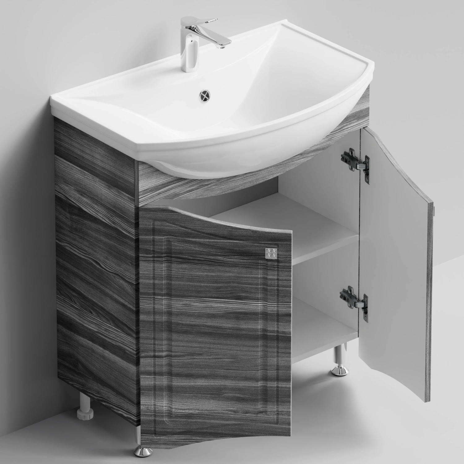 Тумба с раковиной Адам 75 напольная, Лиственница структурная контрастно-серая от магазина Vanna-Vanna.ru!
