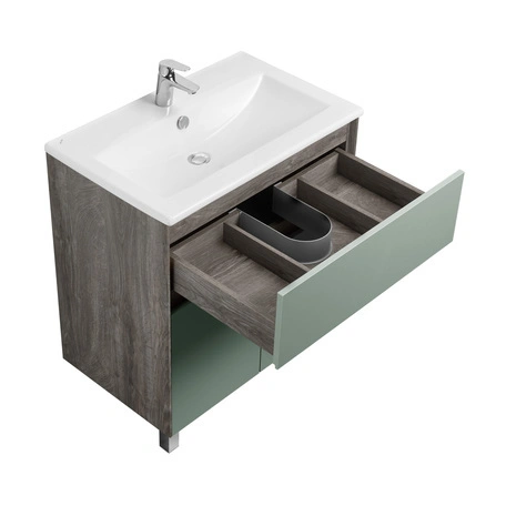 Тумба напольная Aquaton Форест 75 с раковиной Элина 75, дуб рошелье/сумеречный голубой от магазина Vanna-Vanna.ru!