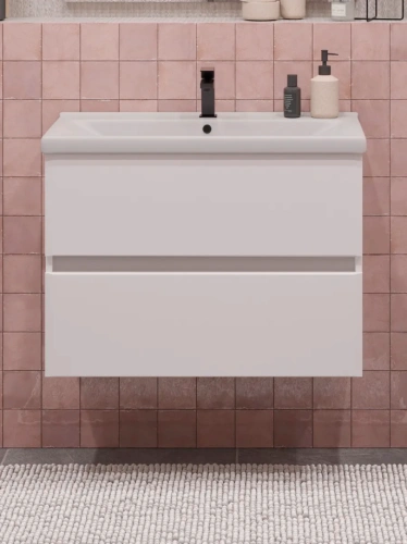 Тумба подвесная SanStar Велья 70 с раковиной Миранда 70, белая